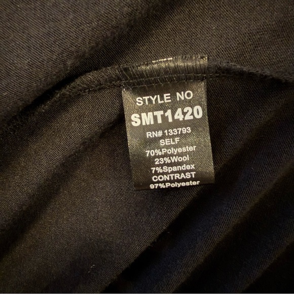 POL Black Leopard Trim Zip Neck Long Sleeve Top - Size L - Picture 6 of 7